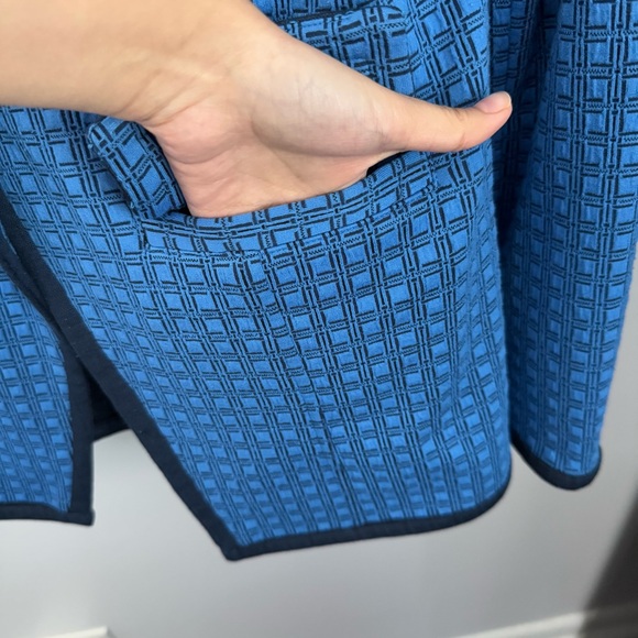 Cabi Medium Scholarship Blazer Blue Checkered Jacquard Knit Fall Career Office - Picture 6 of 10